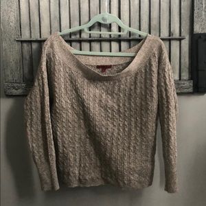 Red by BKE brown/gray off the shoulder sweater